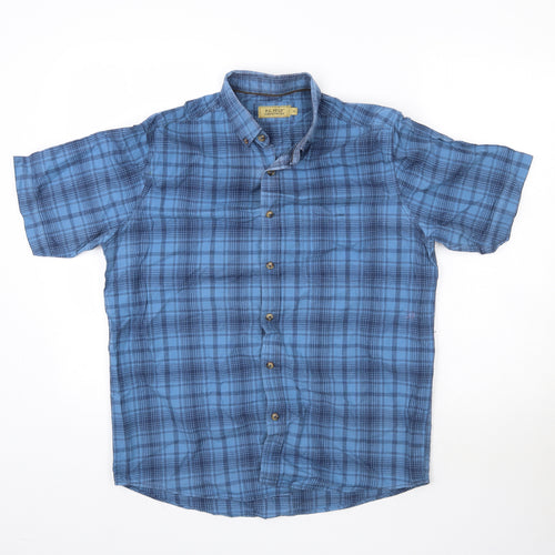 P.G. Field Mens Blue Plaid   Button-Up Size M