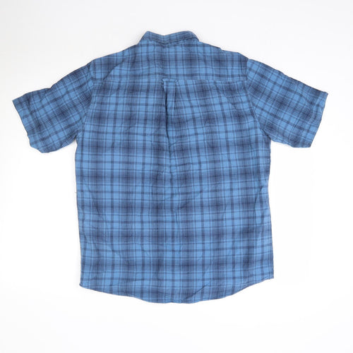 P.G. Field Mens Blue Plaid   Button-Up Size M