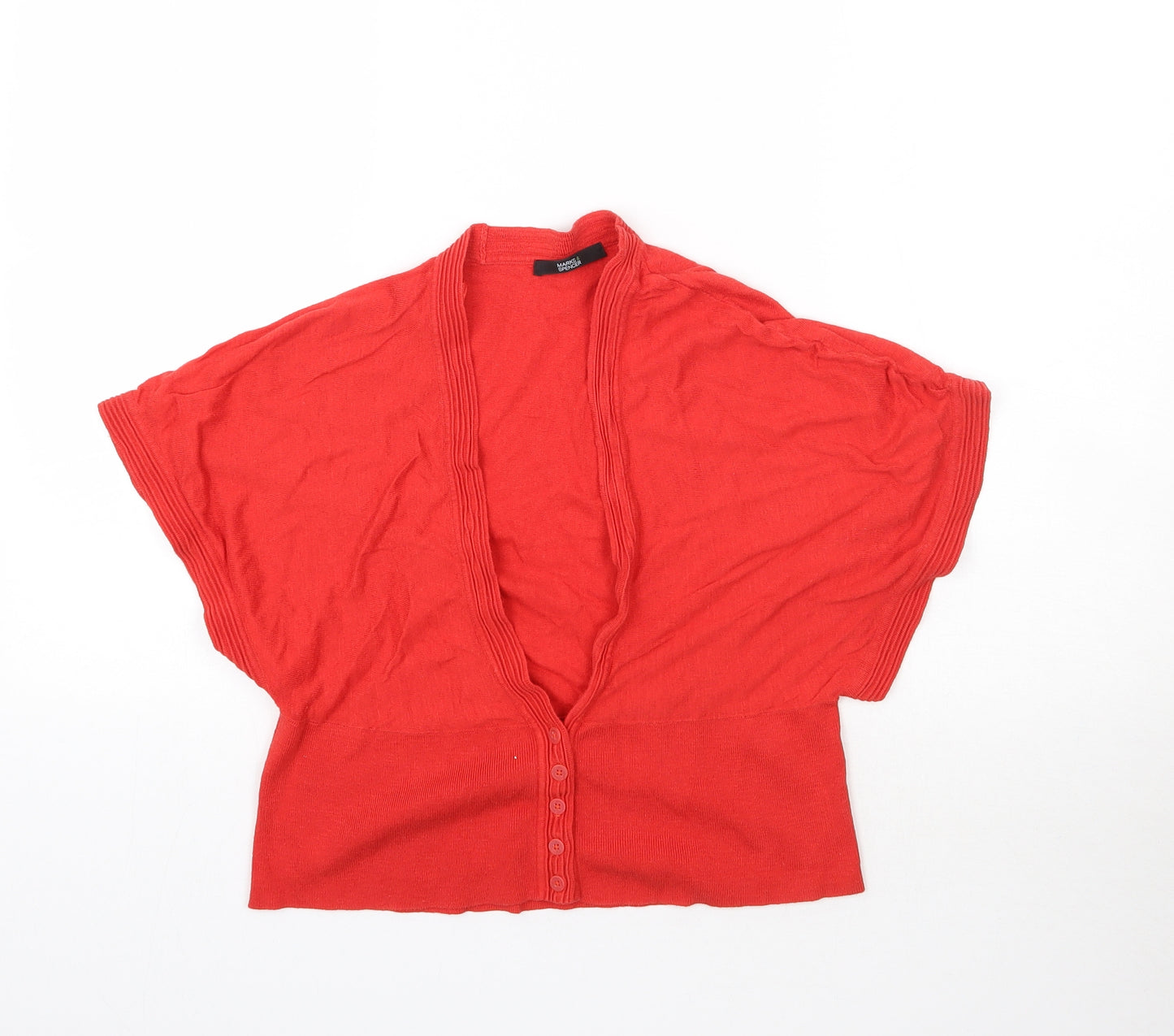 Marks and Spencer Womens Red  Knit Cardigan Jumper Size 14