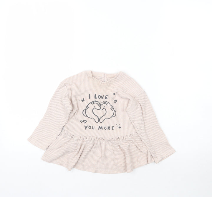 George Girls Pink Basic T-Shirt Size 18-24 Months - I love you more
