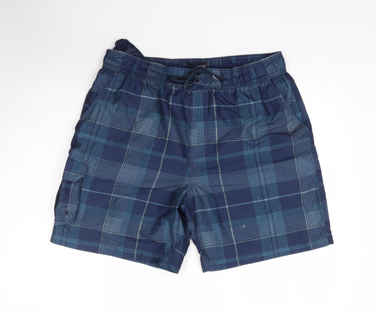 George Mens Blue Plaid  Bermuda Shorts Size L