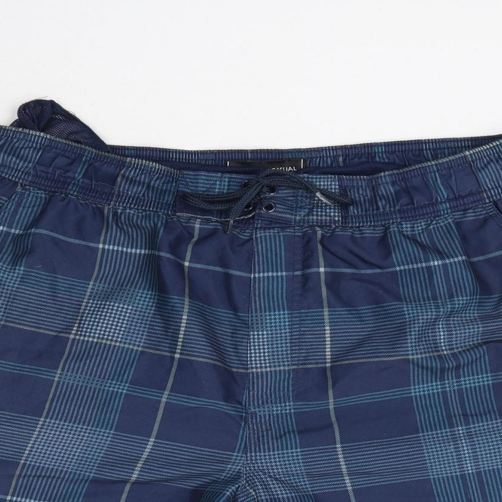 George Mens Blue Plaid  Bermuda Shorts Size L