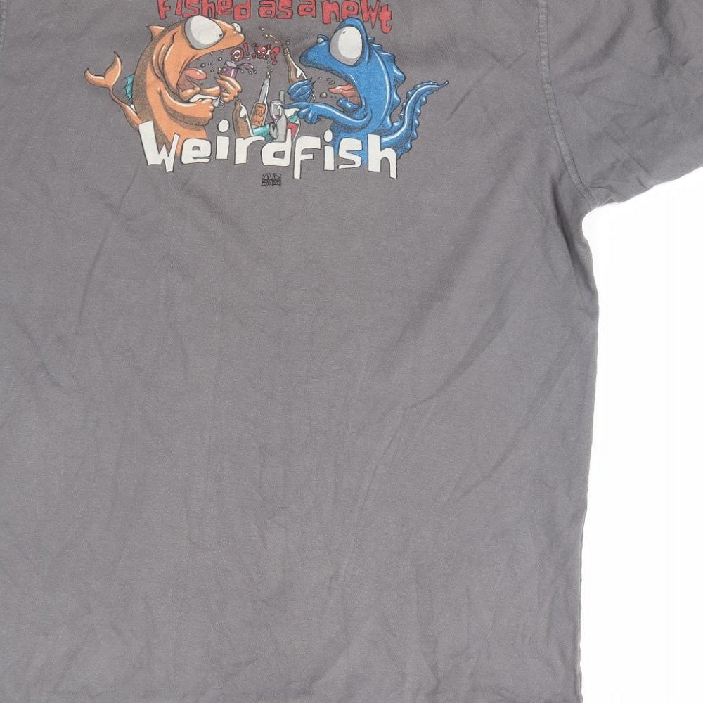 Weird Fish Mens Grey    T-Shirt Size L