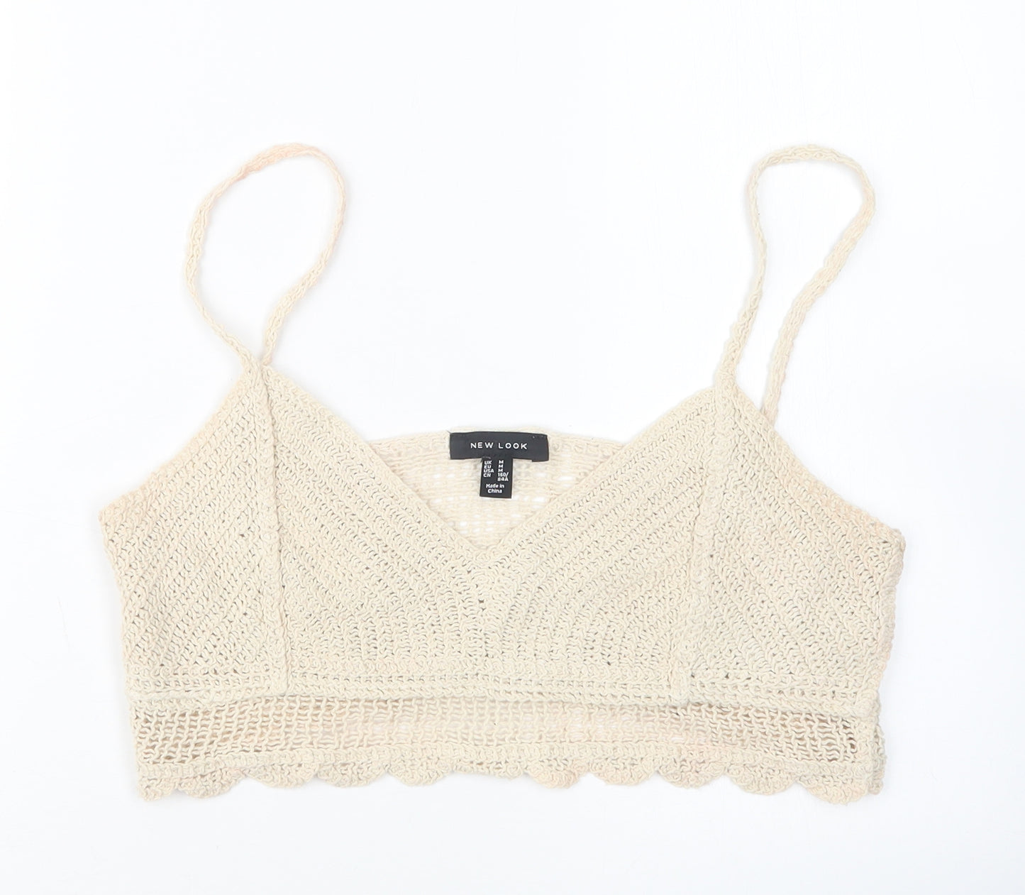 New Look Womens Beige  Knit Pullover Jumper Size M  - Cropped