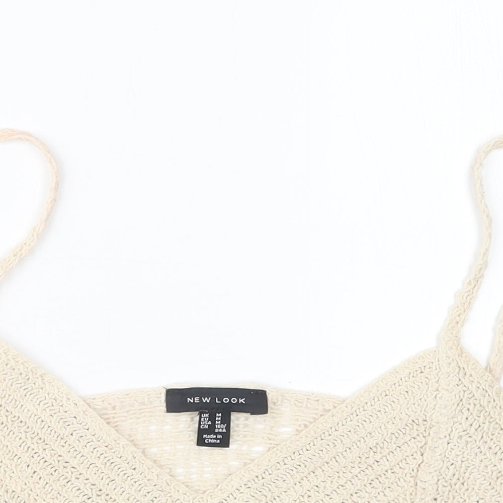 New Look Womens Beige  Knit Pullover Jumper Size M  - Cropped
