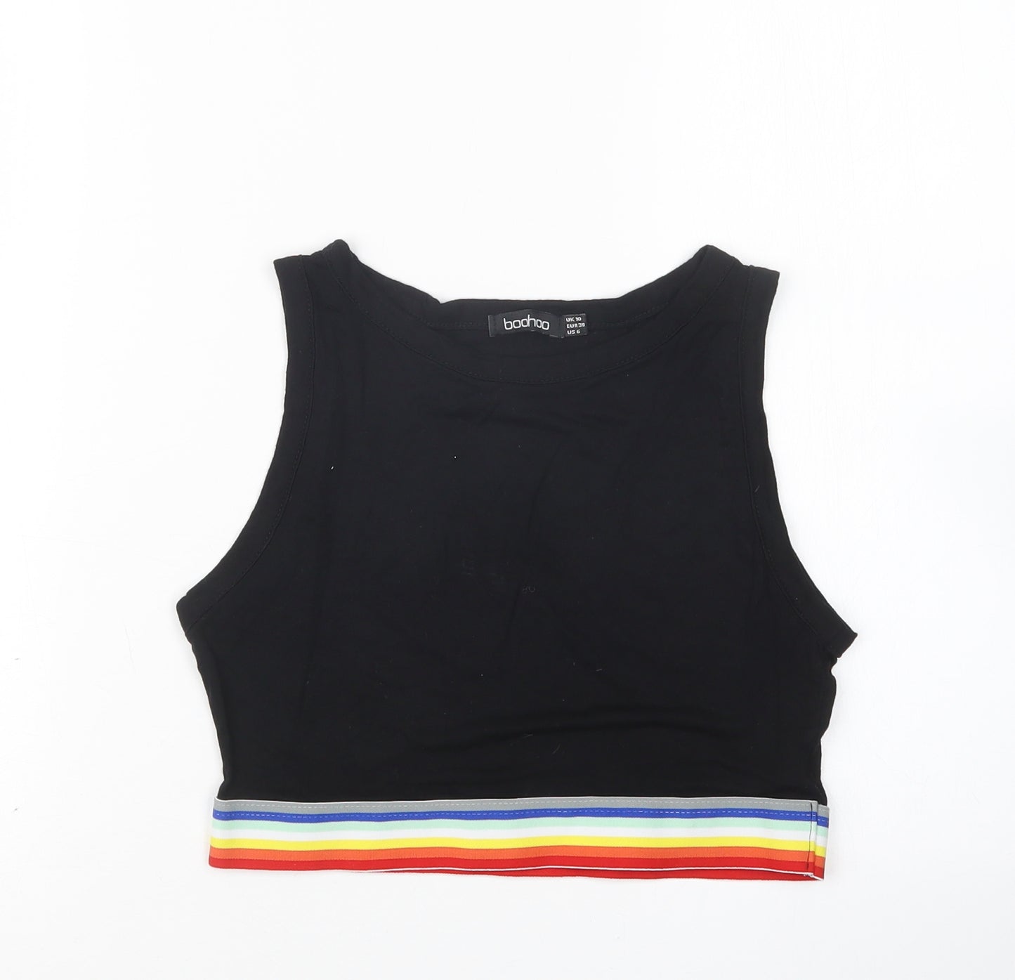 Boohoo Womens Black   Cropped T-Shirt Size 10