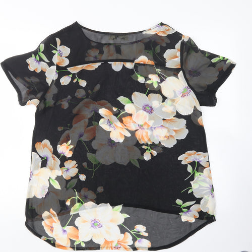 Urmonda Womens Black Floral  Basic Blouse Size 14