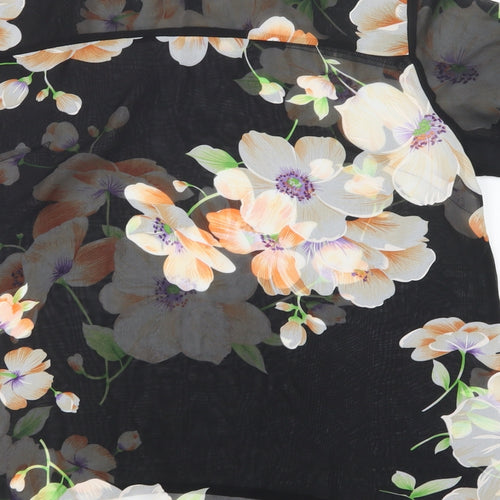 Urmonda Womens Black Floral  Basic Blouse Size 14