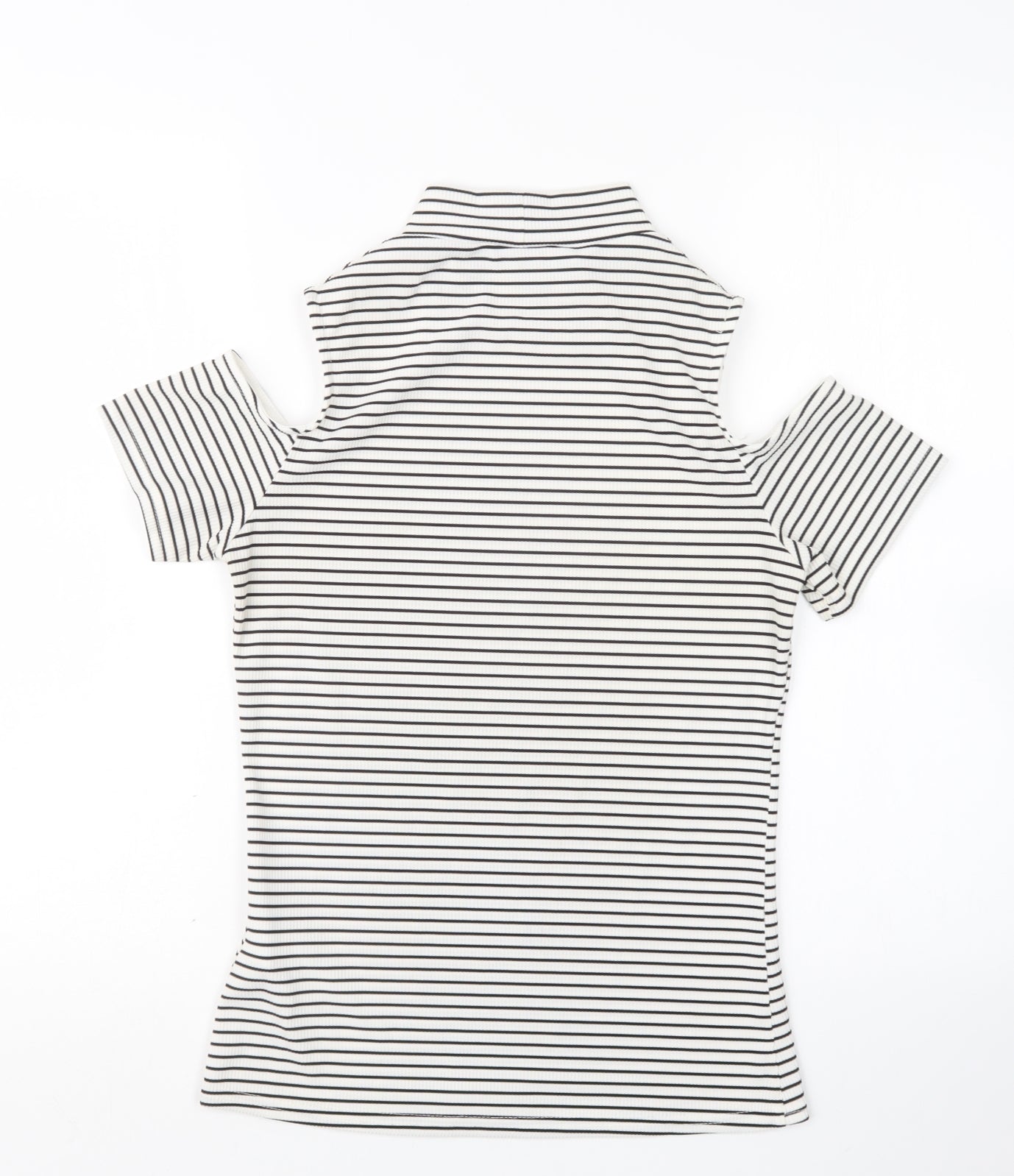 New Look Womens Black Striped  Basic T-Shirt Size 12