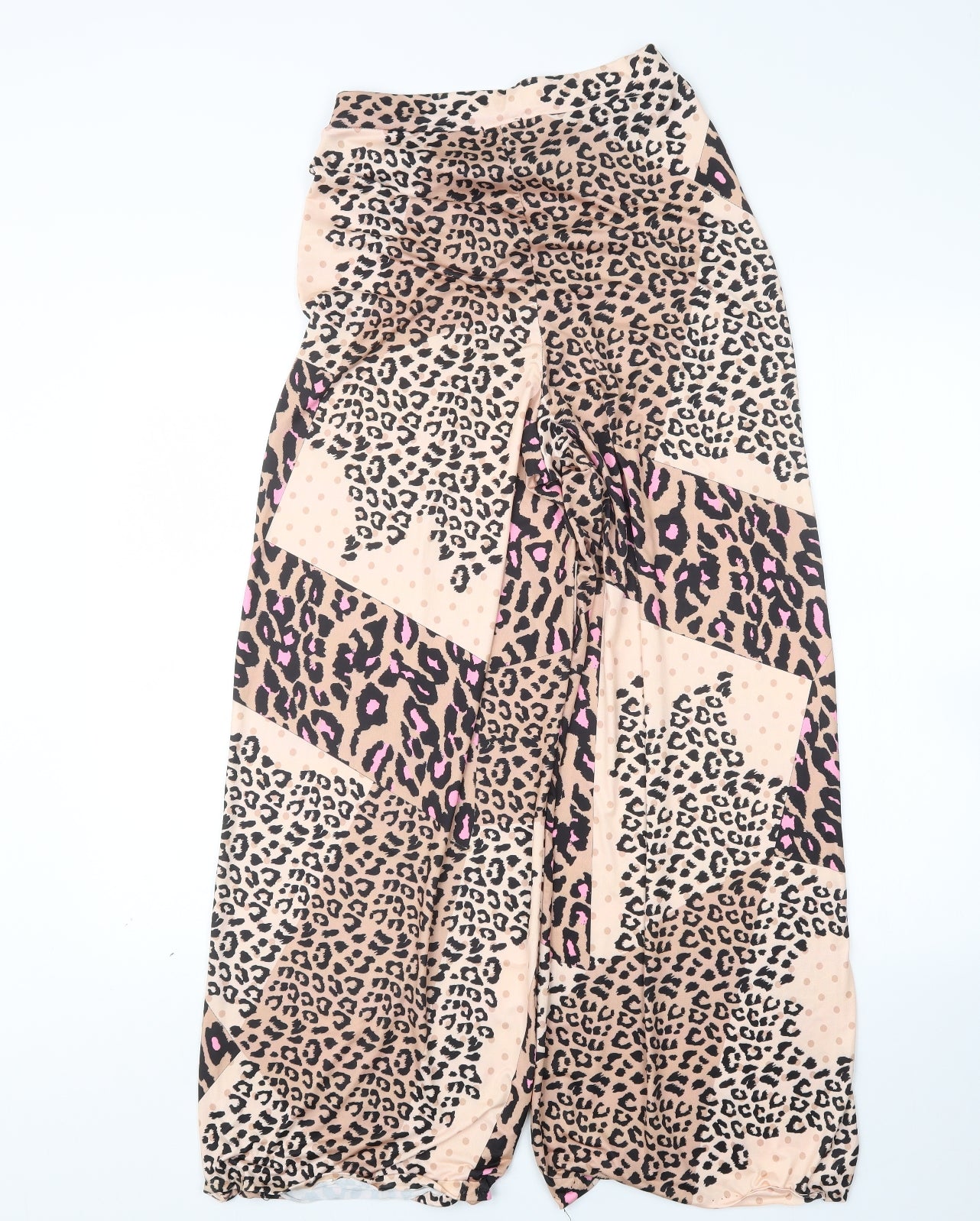 Boohoo Womens Beige Animal Print  Trousers  Size 12 L28 in