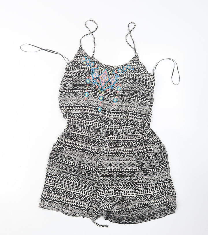 Atmosphere Womens Black Geometric Playsuit One-Piece Size 8