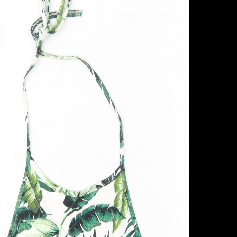 New Look Womens Green Geometric  Cropped T-Shirt Size 10