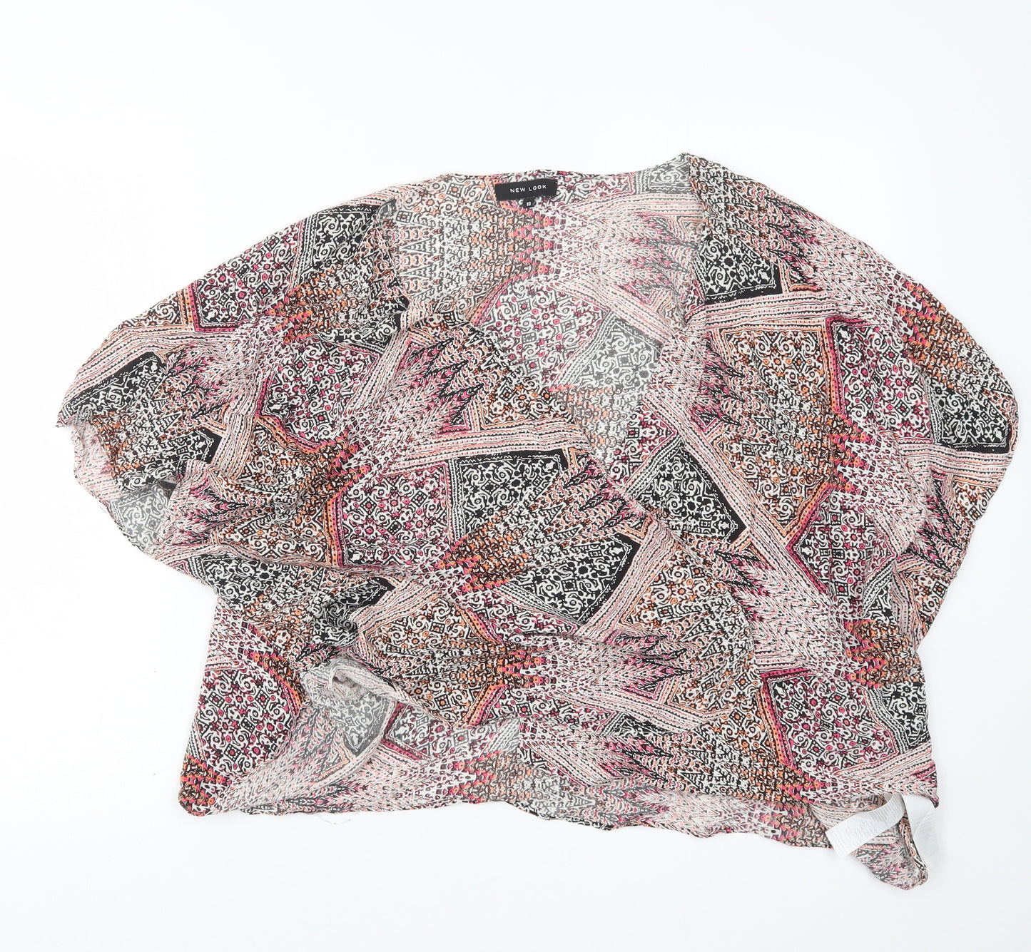 New Look Womens Pink Geometric  Kimono Jacket Size 10