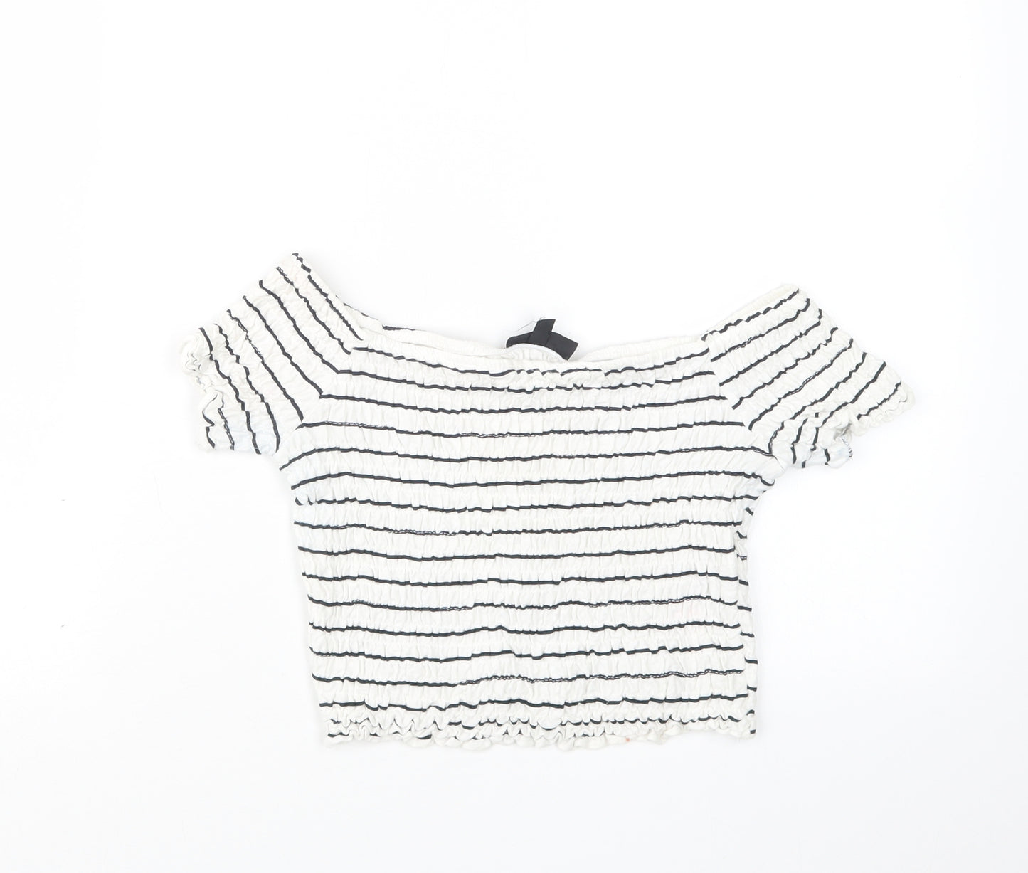 Topshop Womens Blue Striped  Cropped T-Shirt Size 10