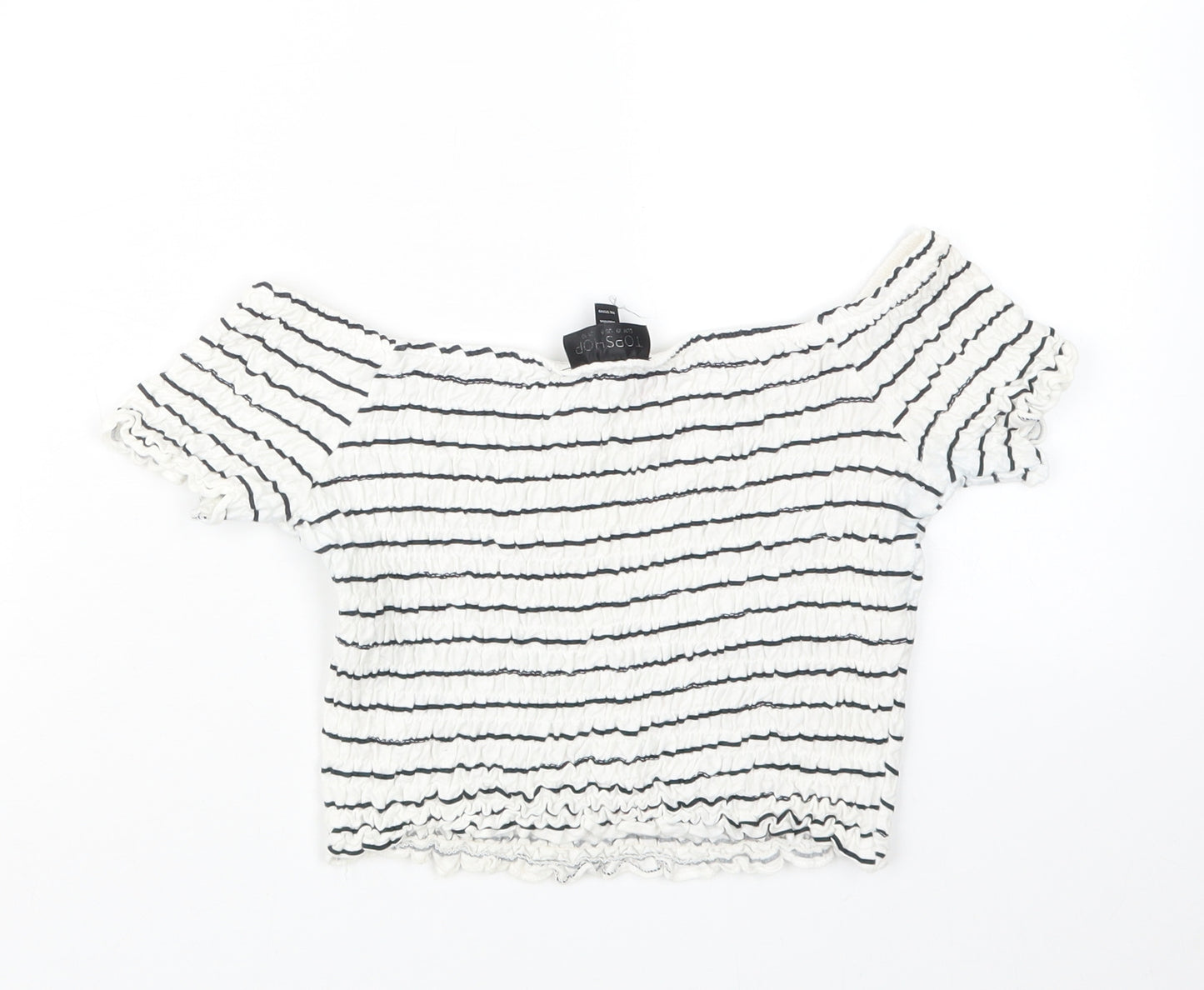 Topshop Womens Blue Striped  Cropped T-Shirt Size 10