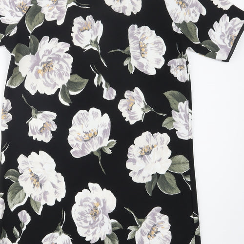 Quiz Womens Black Floral  Shirt Dress  Size 10