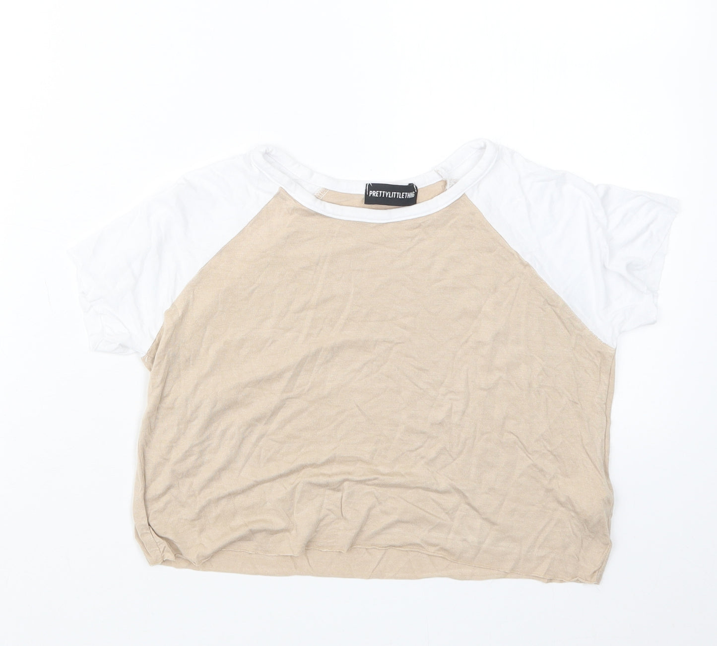PRETTYLITTLETHING Womens Beige   Basic T-Shirt Size 12