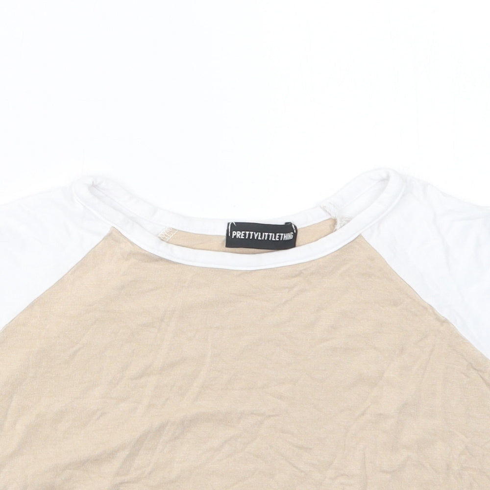 PRETTYLITTLETHING Womens Beige   Basic T-Shirt Size 12