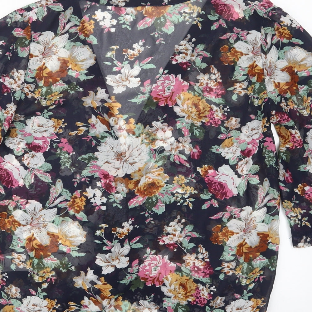 New Look Womens Blue Floral  Kimono Jacket Size 12