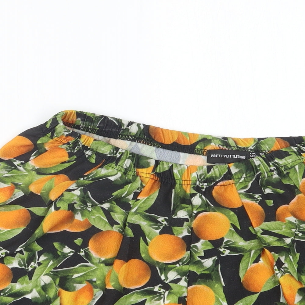 PRETTYLITTLETHING Womens Orange Geometric  Bermuda Shorts Size 12