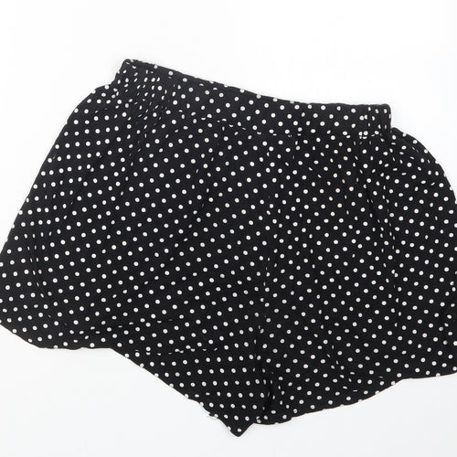 PRETTYLITTLETHING Womens Black Polka Dot  Hot Pants Shorts Size 12