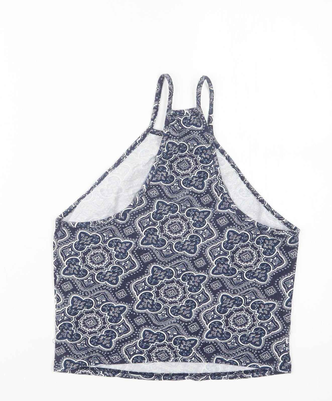 New Look Womens Blue Geometric  Basic T-Shirt Size 12