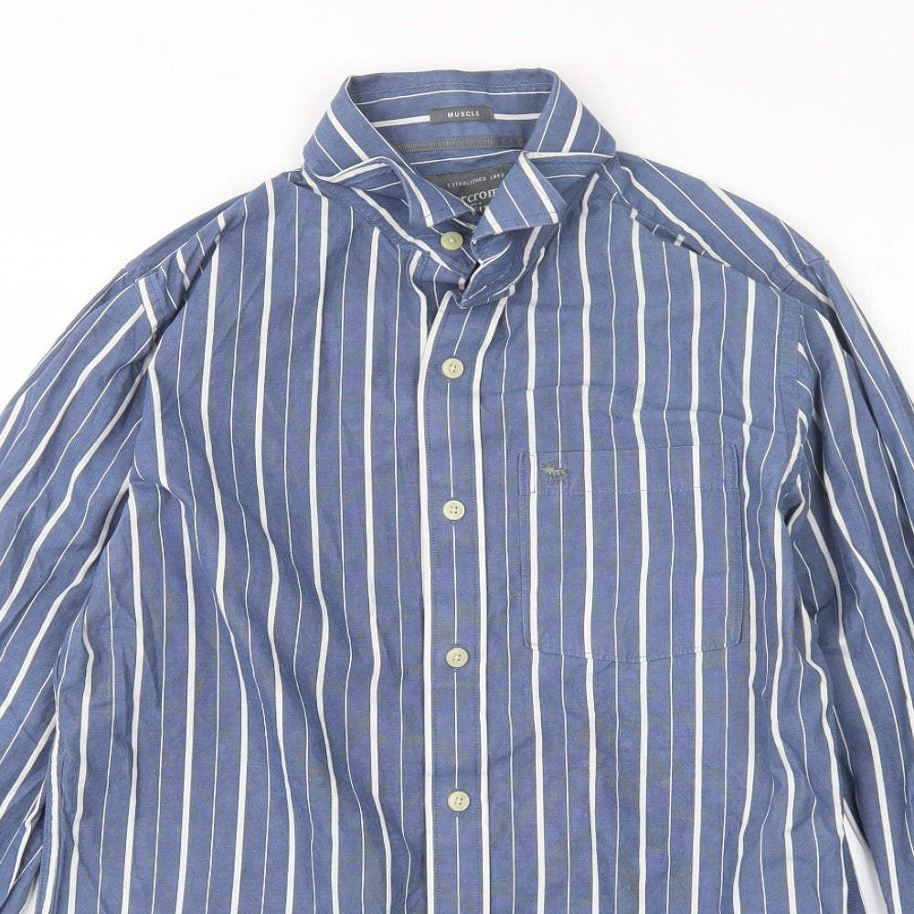 Abercrombie & Fitch Mens Blue Striped   Button-Up Size M
