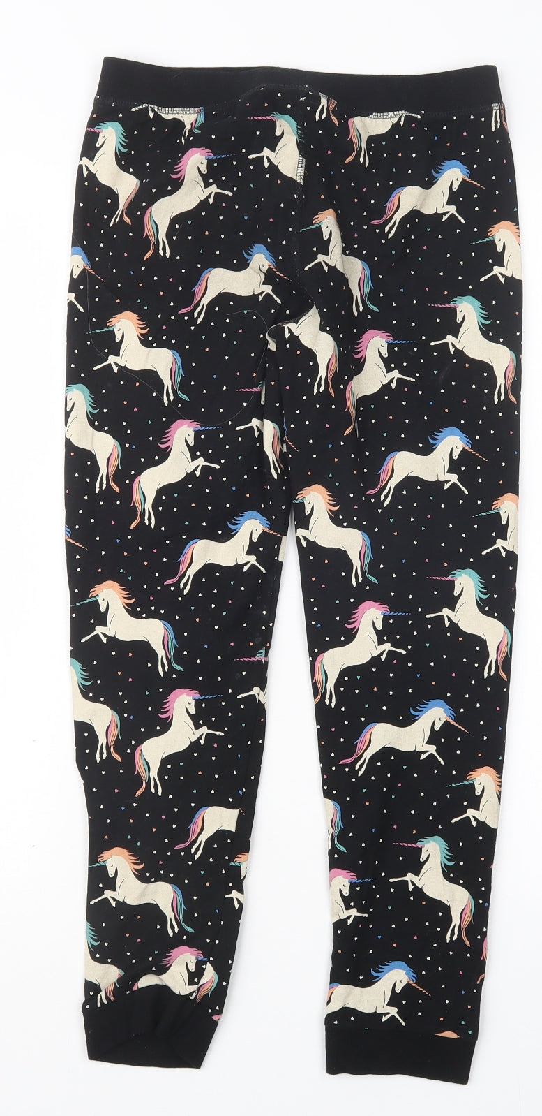 Marks and Spencer Girls Black Geometric  Capri Pyjama Pants Size 10-11 Years  - Unicorn