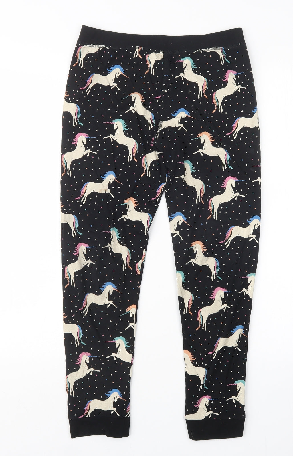 Marks and Spencer Girls Black Geometric  Capri Pyjama Pants Size 10-11 Years  - Unicorn