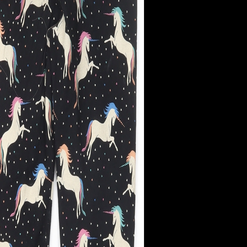 Marks and Spencer Girls Black Geometric  Capri Pyjama Pants Size 10-11 Years  - Unicorn