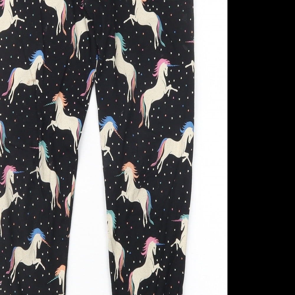 Marks and Spencer Girls Black Geometric  Capri Pyjama Pants Size 10-11 Years  - Unicorn