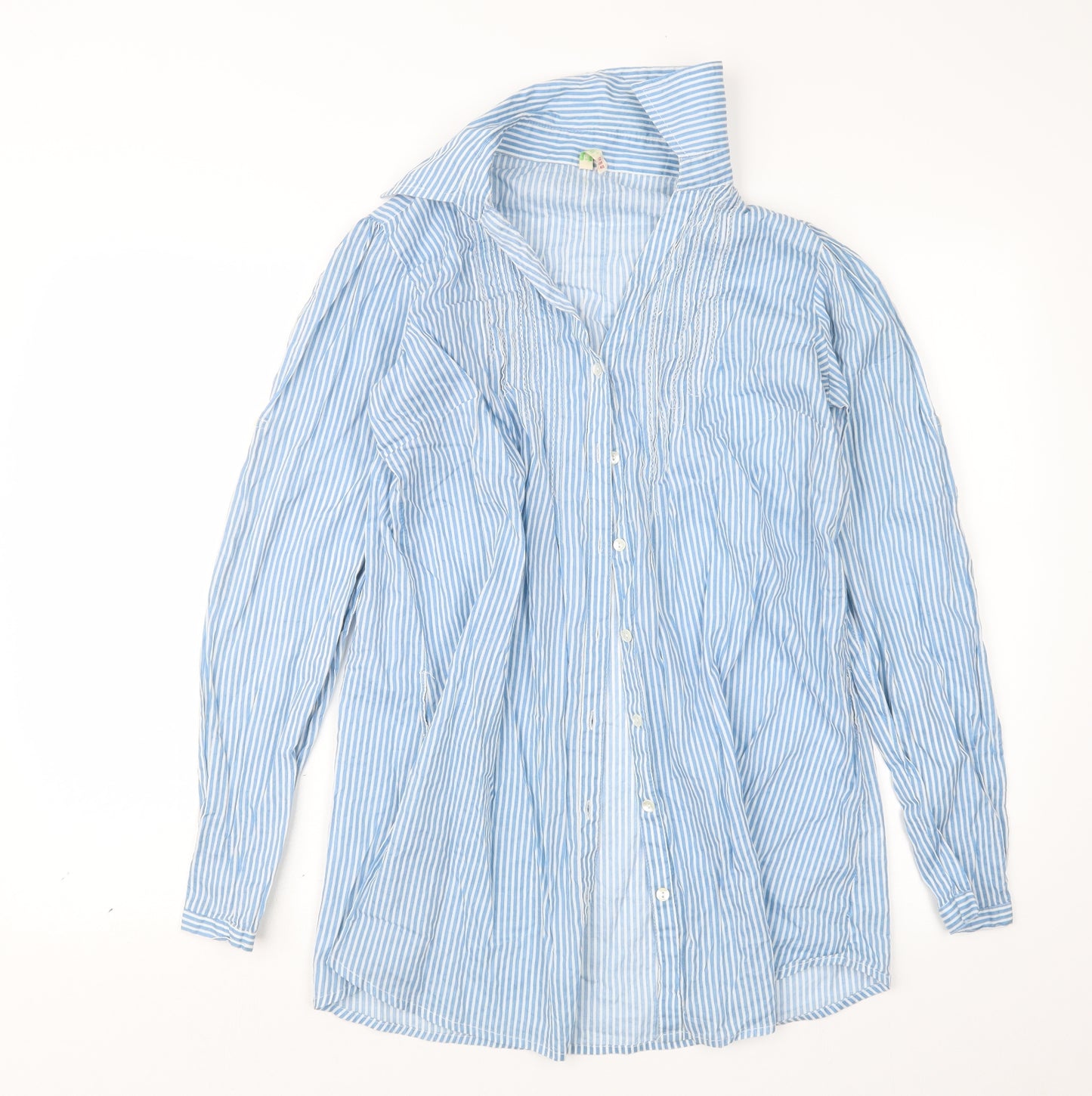 Denim Co. Womens Blue Striped  Basic Button-Up Size 12