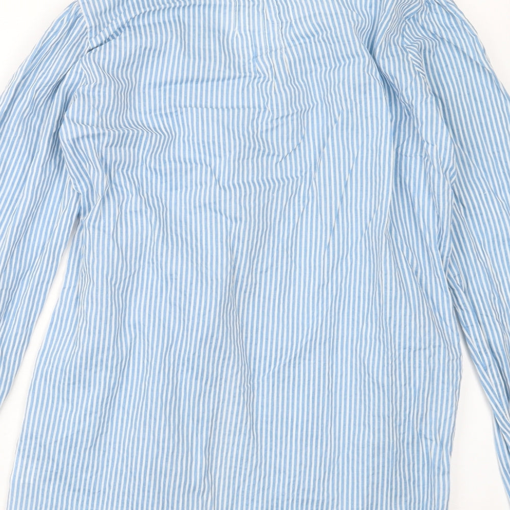 Denim Co. Womens Blue Striped  Basic Button-Up Size 12