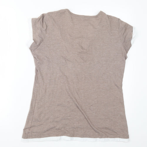 M&Co Womens Brown   Basic T-Shirt Size 12
