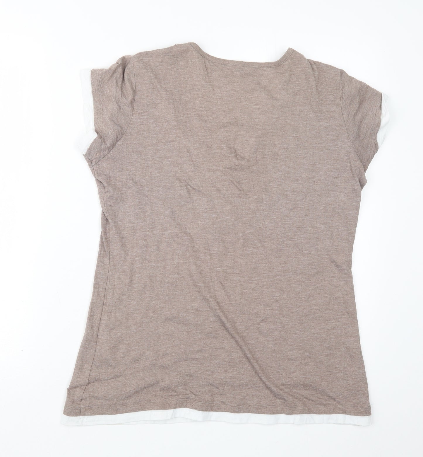 M&Co Womens Brown   Basic T-Shirt Size 12