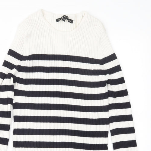 HEART AND SOUL Womens Blue Striped  Pullover Jumper Size 12