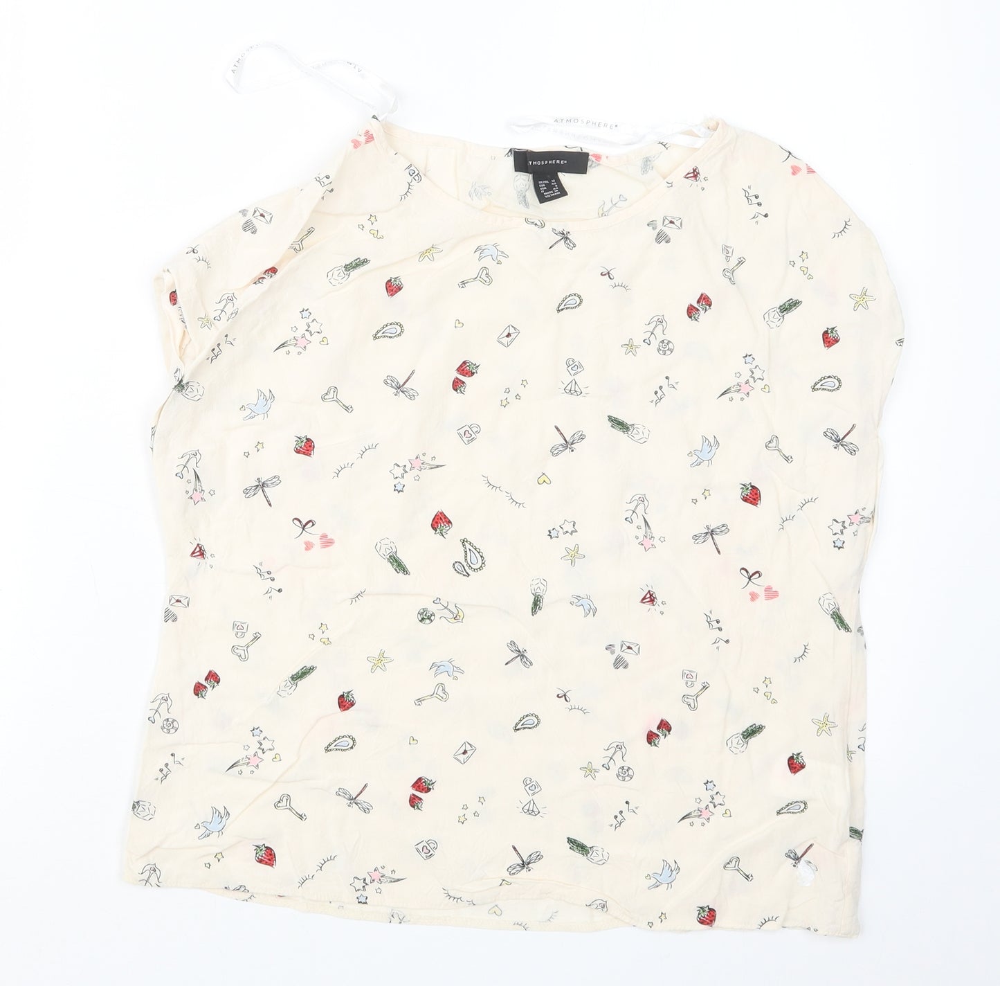 Atmosphere Womens Beige Geometric  Basic T-Shirt Size 12