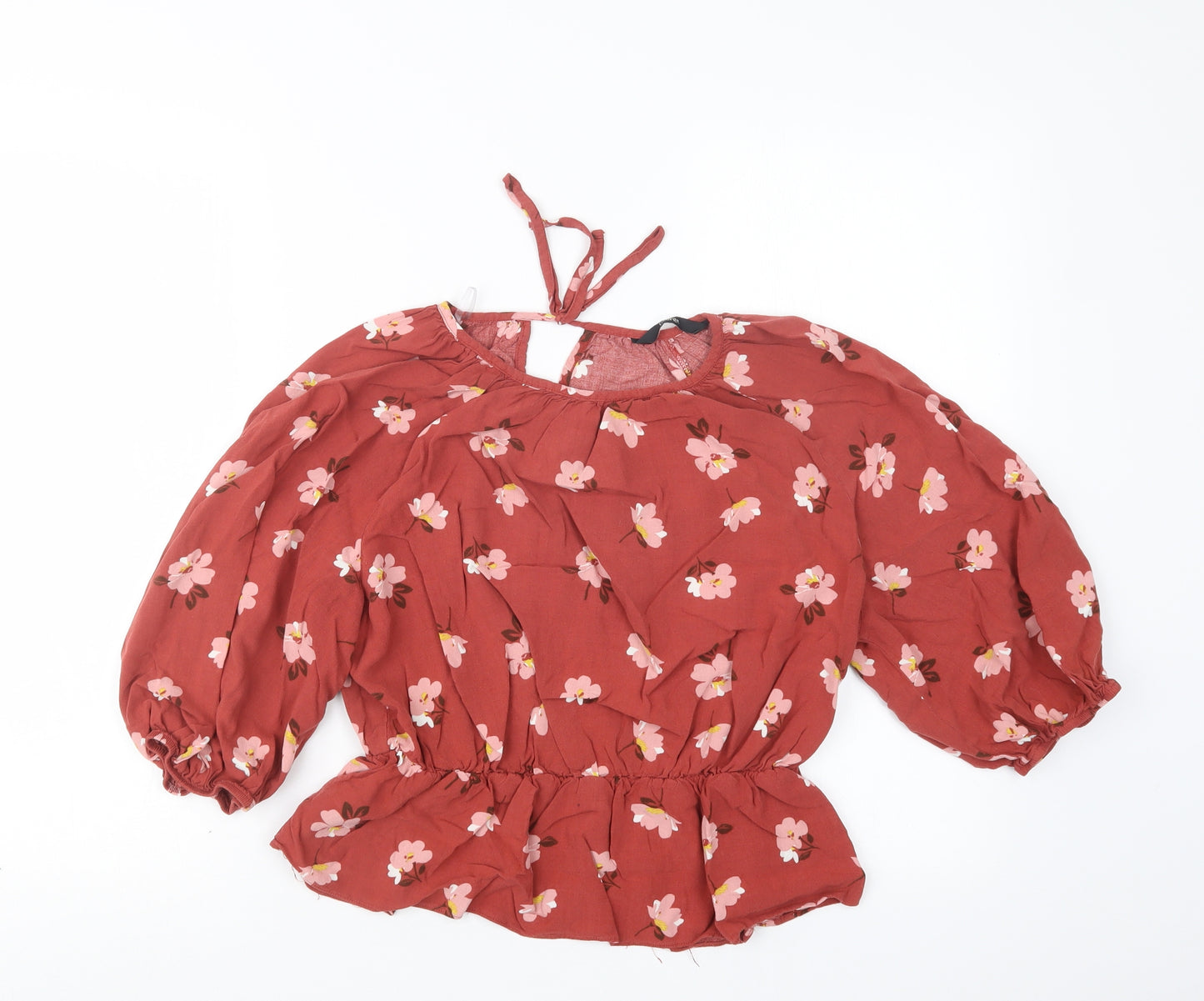 George Womens Red Floral  Basic Blouse Size 16