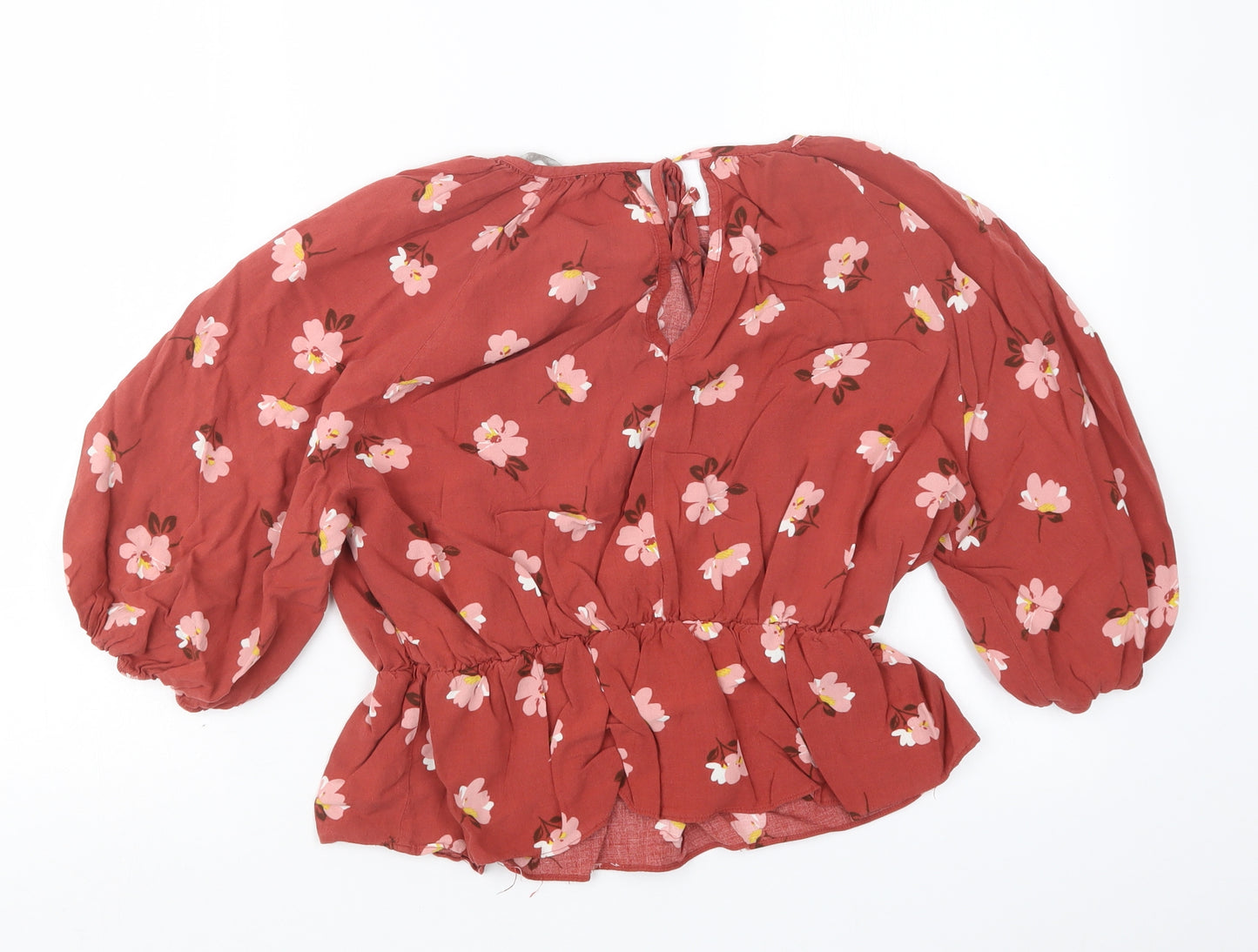 George Womens Red Floral  Basic Blouse Size 16