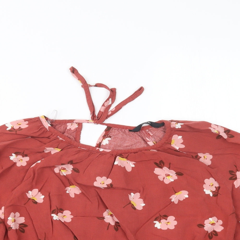George Womens Red Floral  Basic Blouse Size 16