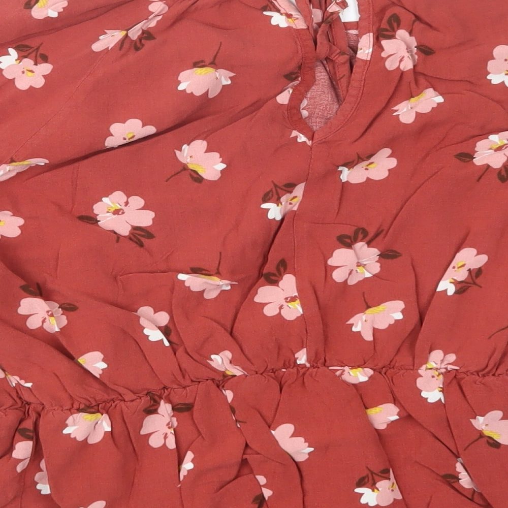 George Womens Red Floral  Basic Blouse Size 16