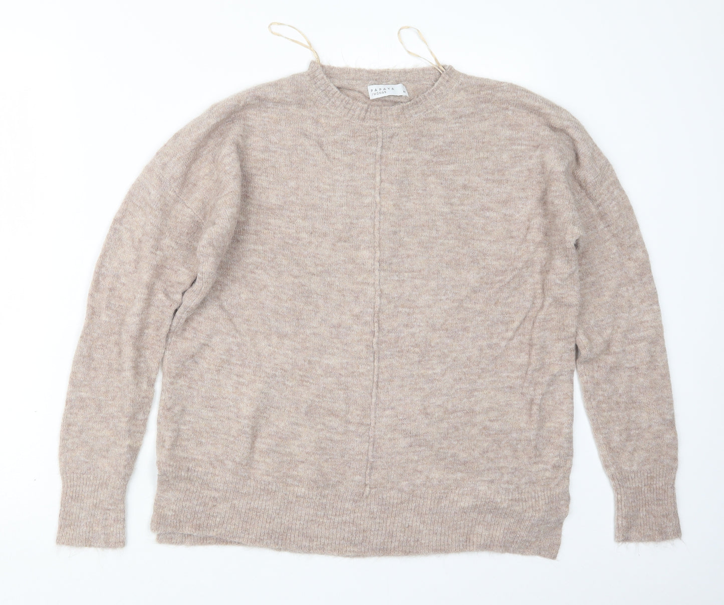 Papaya Womens Beige  Knit Pullover Jumper Size M