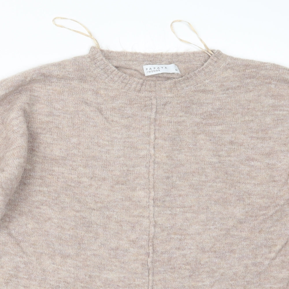 Papaya Womens Beige  Knit Pullover Jumper Size M