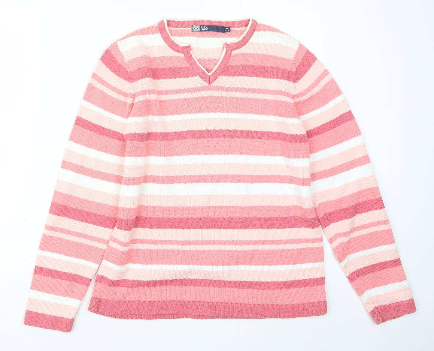 EWM Womens Pink Striped Knit Pullover Jumper Size 14
