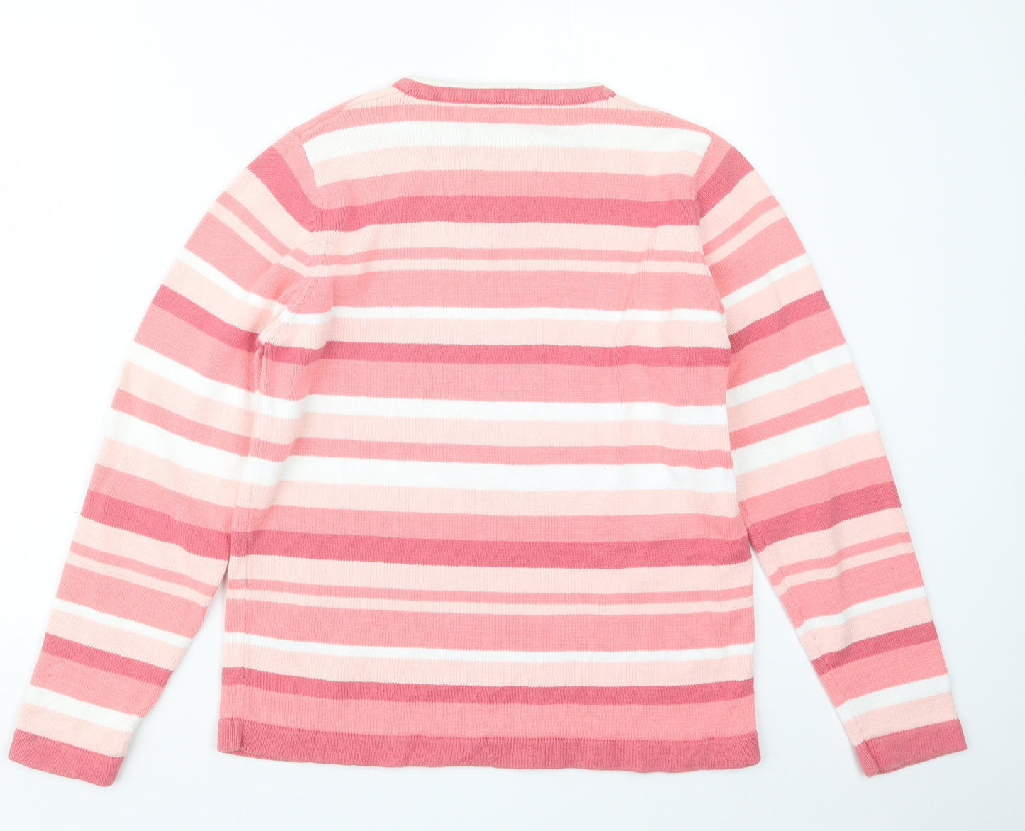EWM Womens Pink Striped Knit Pullover Jumper Size 14