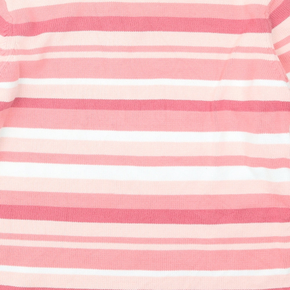 EWM Womens Pink Striped Knit Pullover Jumper Size 14