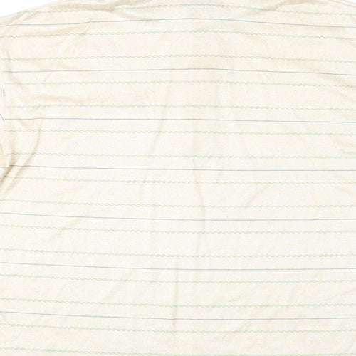 SAVATINI Mens Beige Striped Rayon  Polo Size L