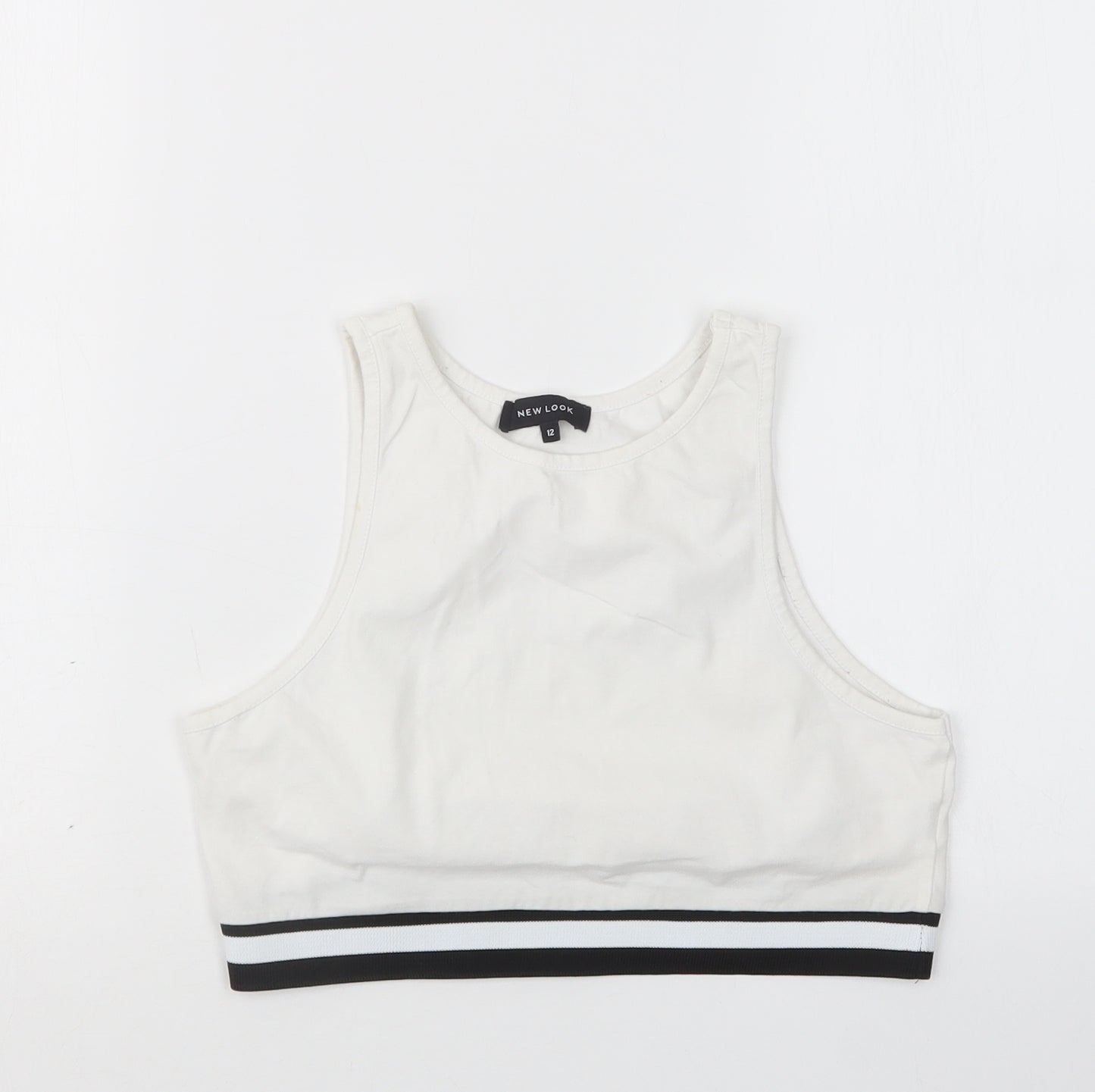 New Look Womens White   Cropped T-Shirt Size 12