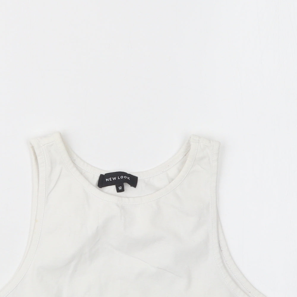 New Look Womens White   Cropped T-Shirt Size 12