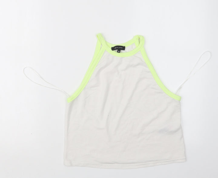 New Look Womens White   Cropped T-Shirt Size 10